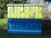 840646 Afbeelding van het graffitikunstwerk 'GRIFT UTRECHT' van Jan is Man (Jan Heinsbroek) uit 2019, op een ...